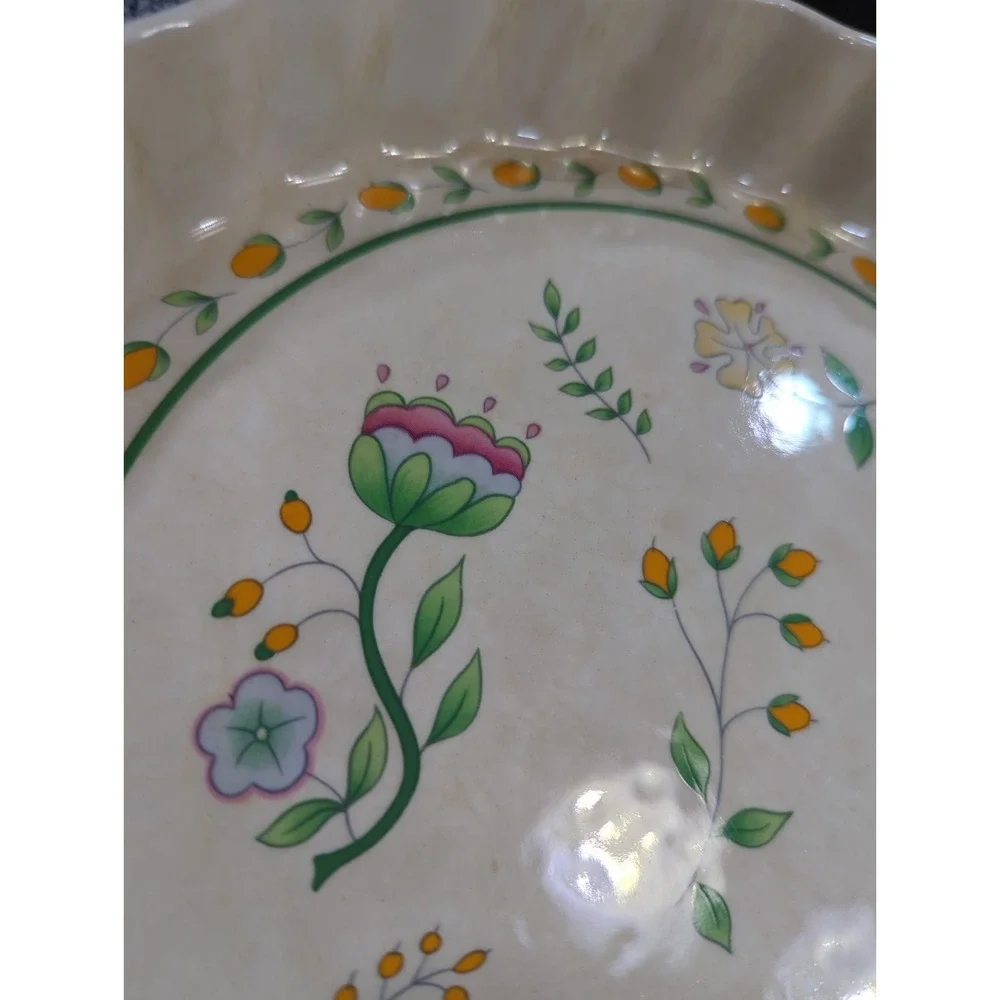 Vintage Ceramic Floral Quiche Tart Pan Cottage Core Granny Core